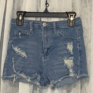Girls SHEIN Distressed Denim Shorts